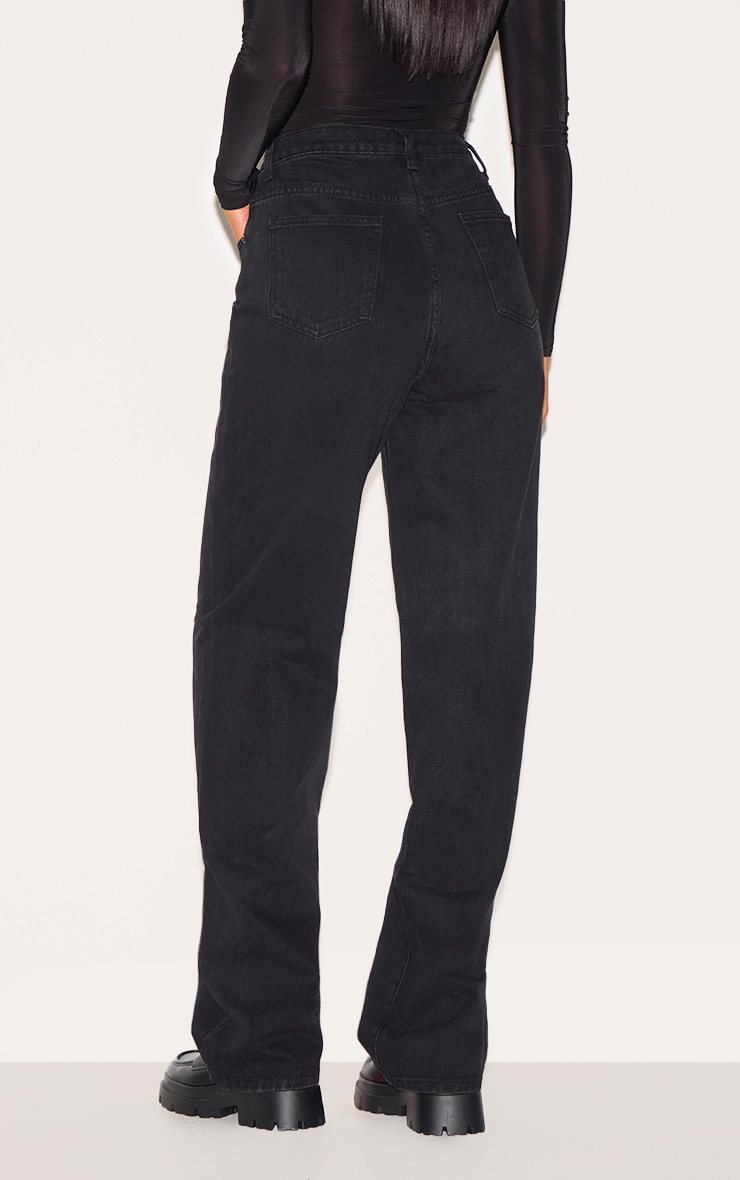 Tall Washed Black Straight Leg Denim Jeans image 3