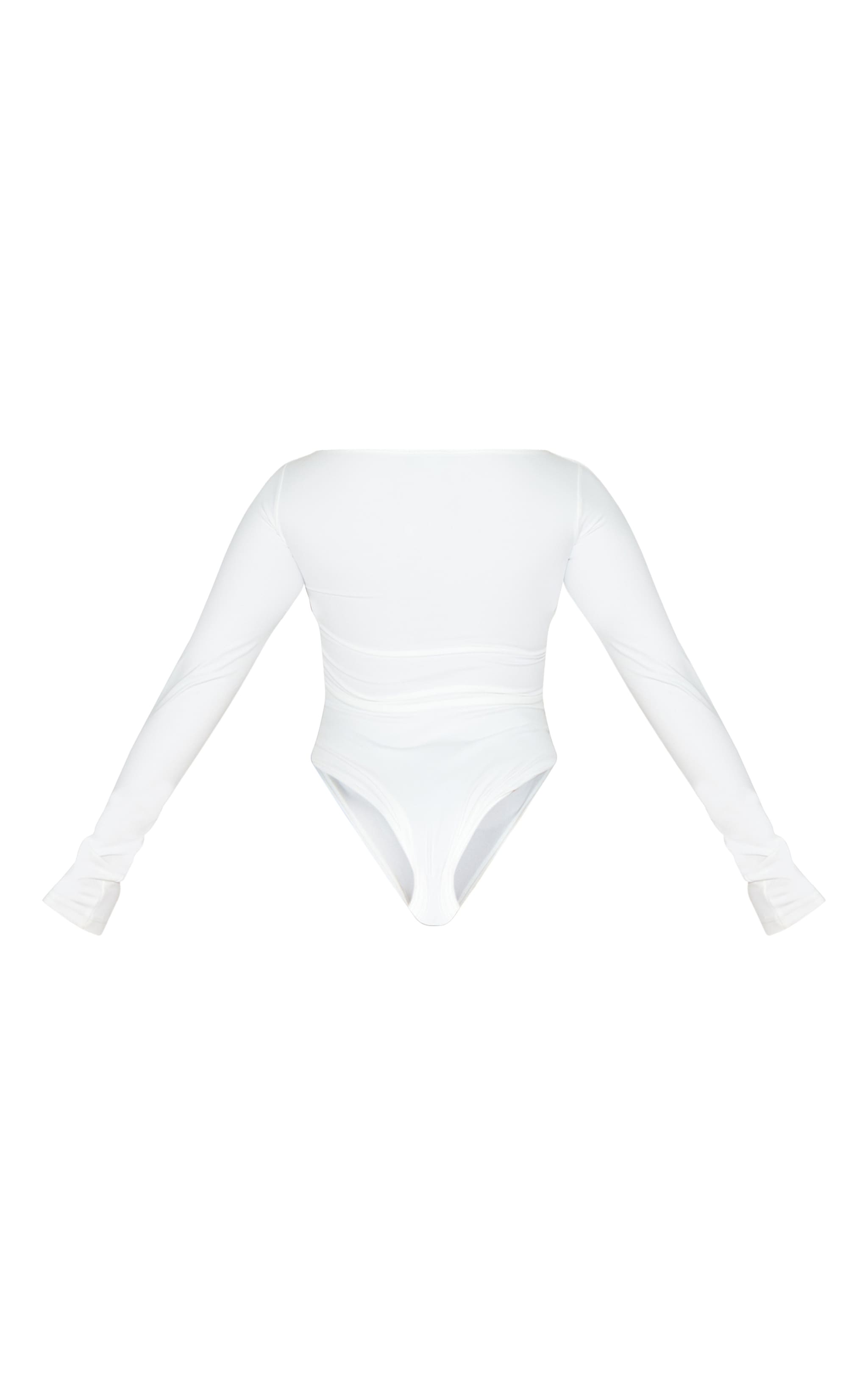 Shape White Built In Bra Sculpt Boat Neck Long Sleeve Bodysuit image 6