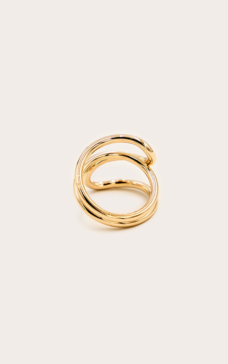 Gold Smooth Abstract Layered Swirl Ring image 3