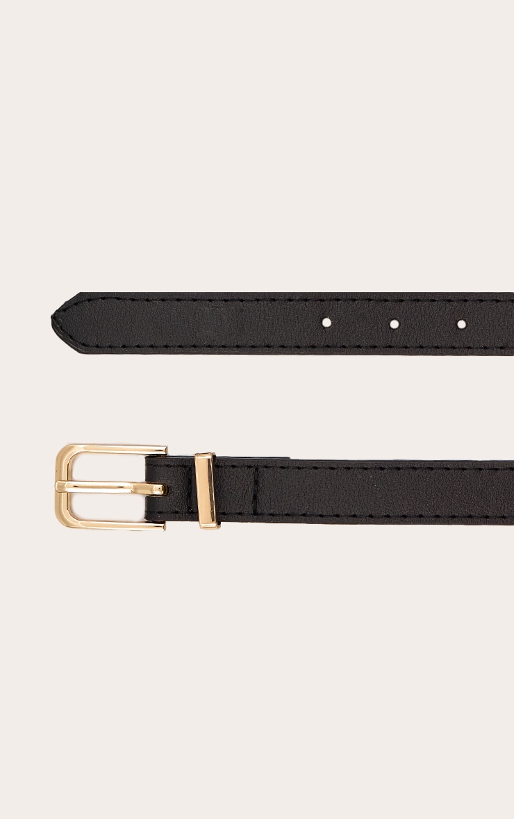Ceinture fine noire à boucle dorée image 3