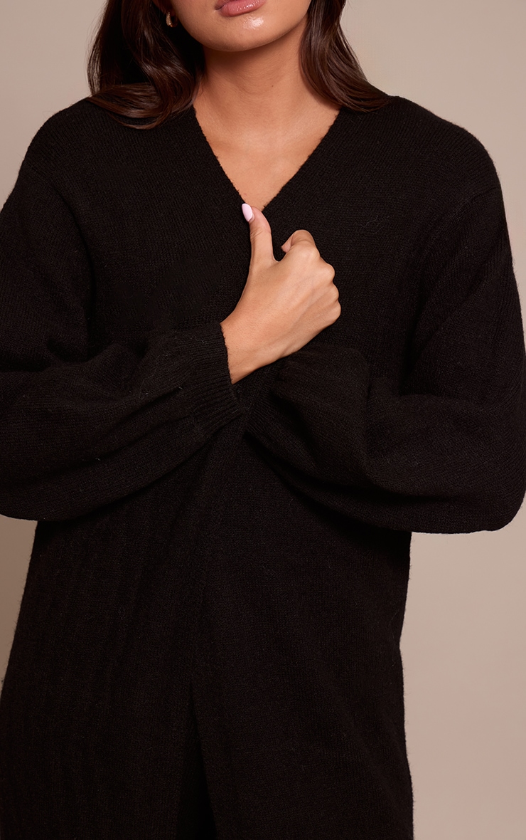 Black Knitted Maxi Cardigan image 4