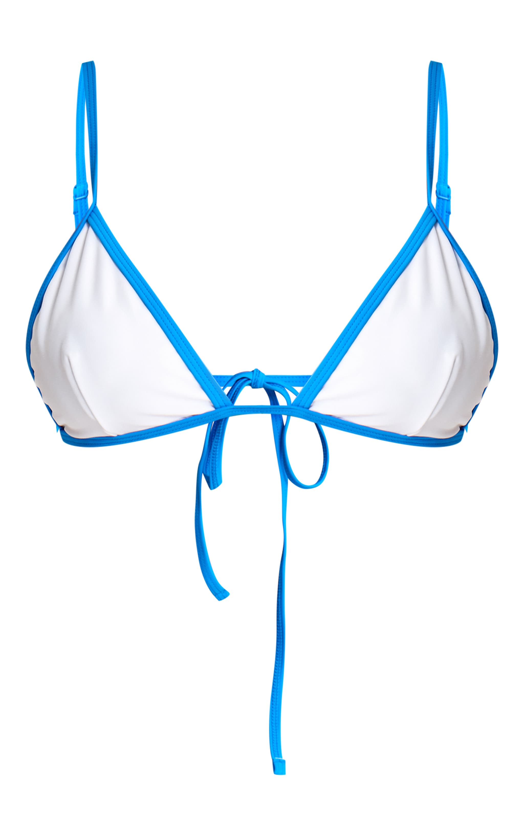 White Contrast Binding Fixed Triangle Bikini Top image 5