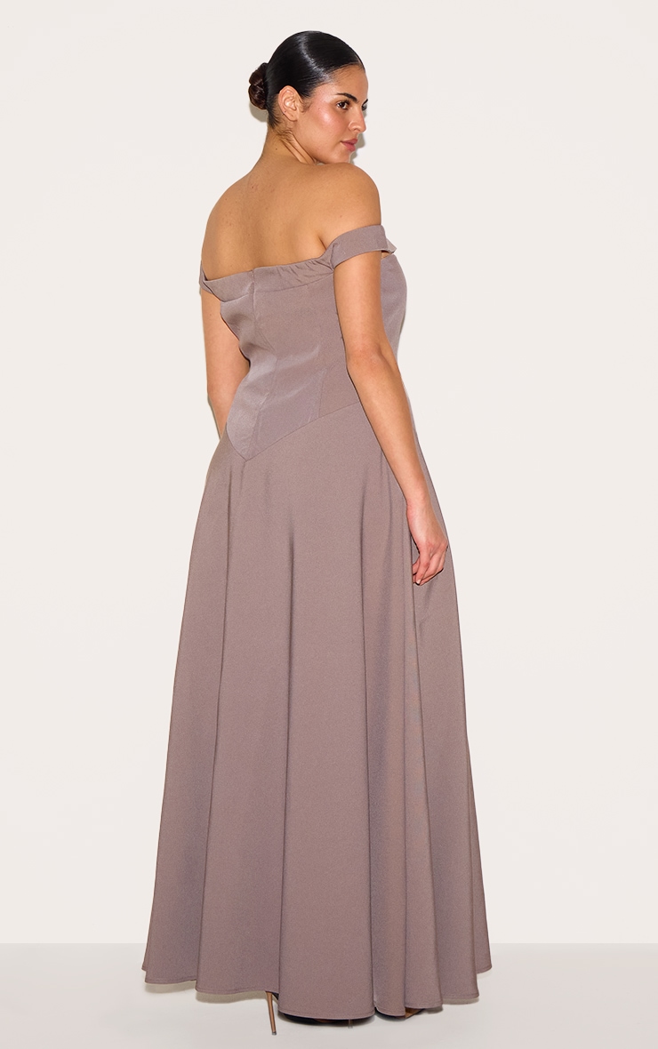 Plus Mushroom Structured Bardot V Waist Maxi Dress image 2