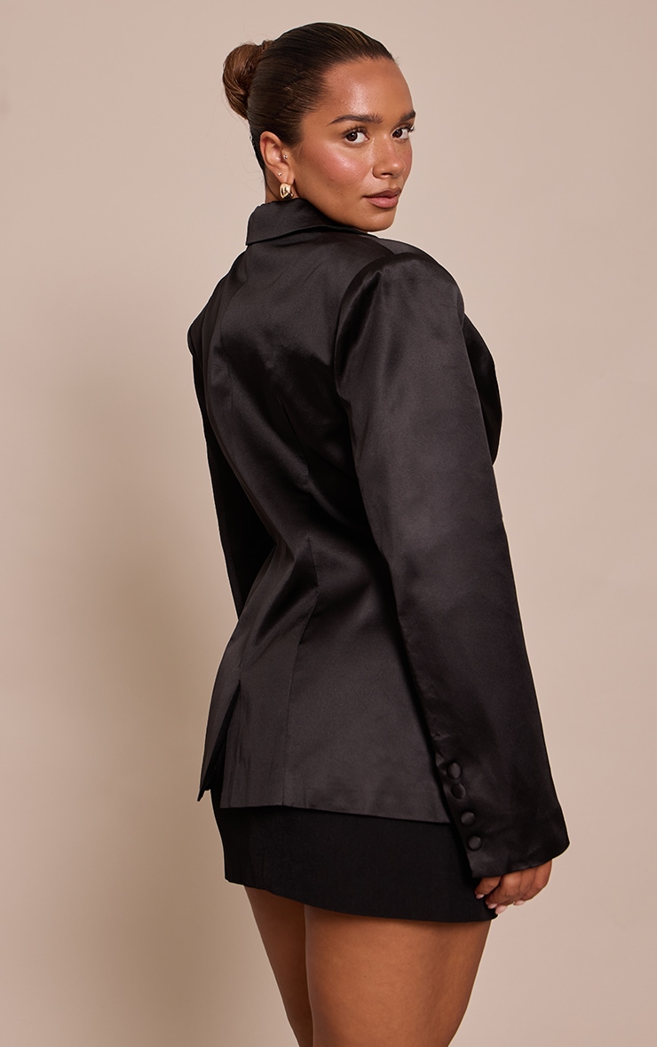 Shape Black Satin Fitted Blazer image 2