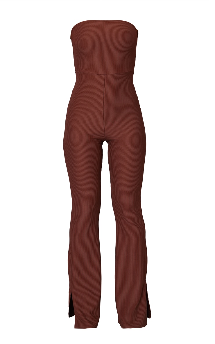 Chocolate Rib Bandeau Split Hem Jumpsuit image 5