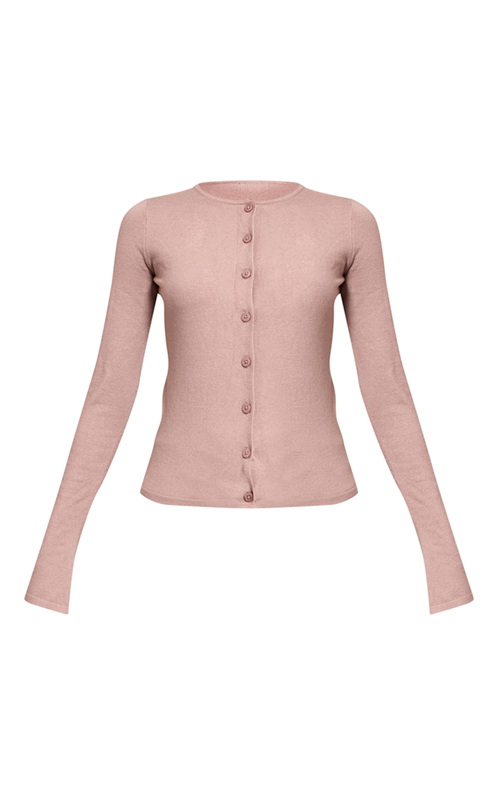 Taupe Button Through Fine Knit Cardigan image 5