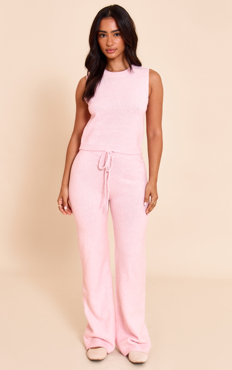 Petite Pink Drawstring Knitted Pants image 1