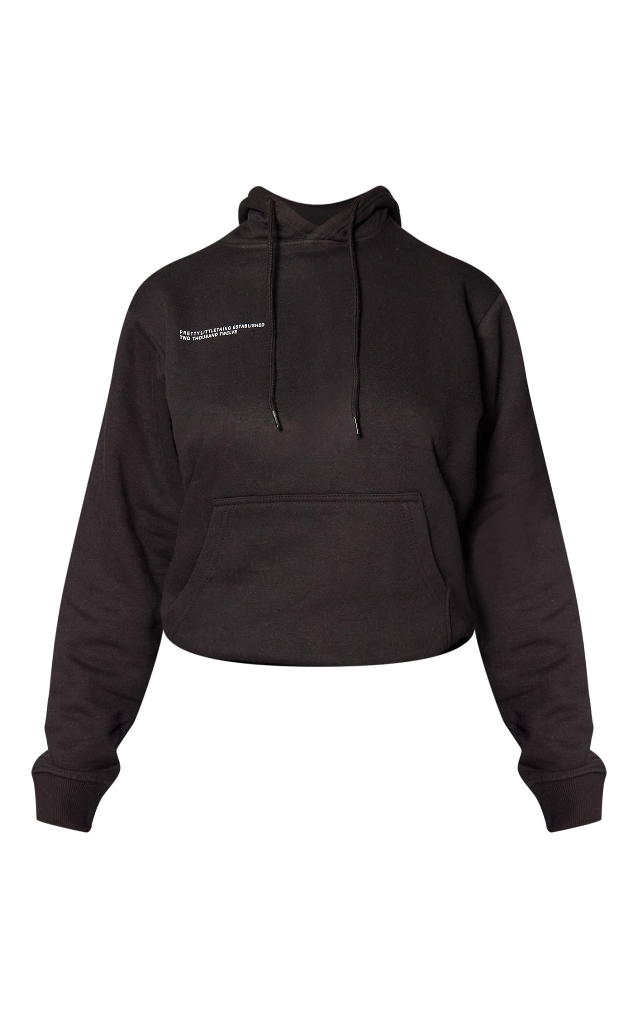 PRETTYLITTLETHING Logo Black Est 2012 Oversized Fit Hoodie image 5