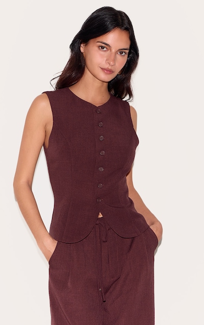 Wine Tailored Woven Waistcoat