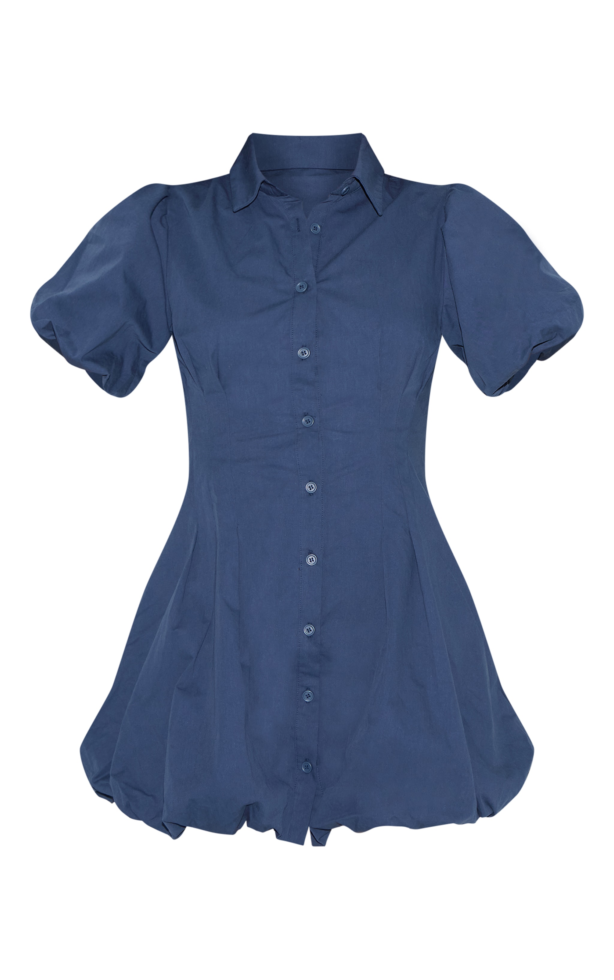 Navy Button Down Cinched Waist Shift Dress image 5