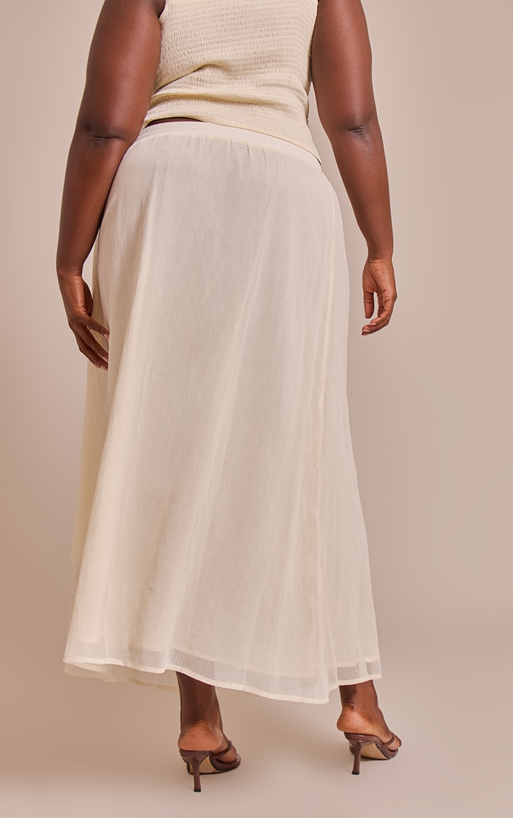 Plus Butter Cream Chiffon Maxi Floaty Skirt image 3