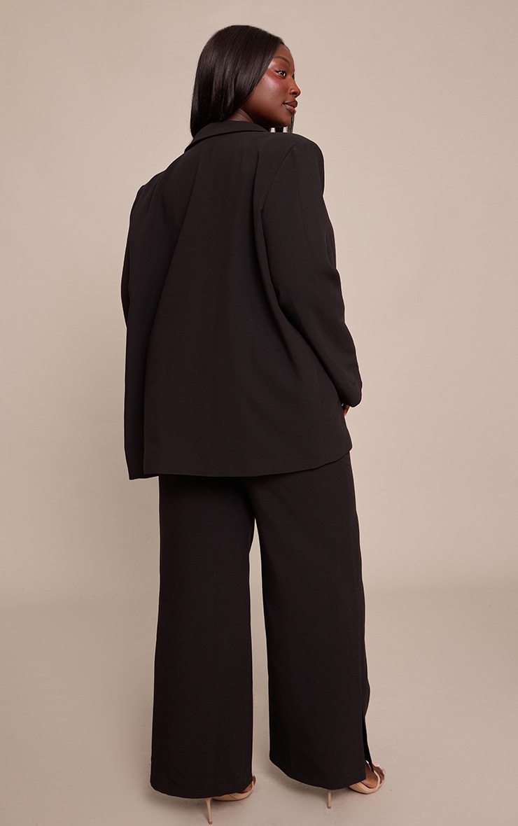 Plus Black Wide Leg Split Hem Pants image 3