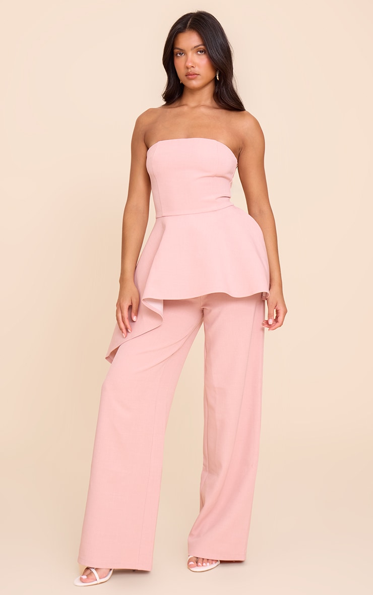 Light Pink Premium Tailored Asymmetric Bandeau Top image 3