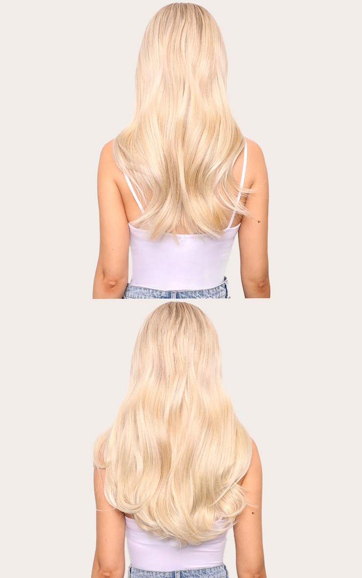 Lullabellz Super Thick 16" 5 Piece Blow Dry Wavy Clip In Hair Extensions Light Blonde image 4