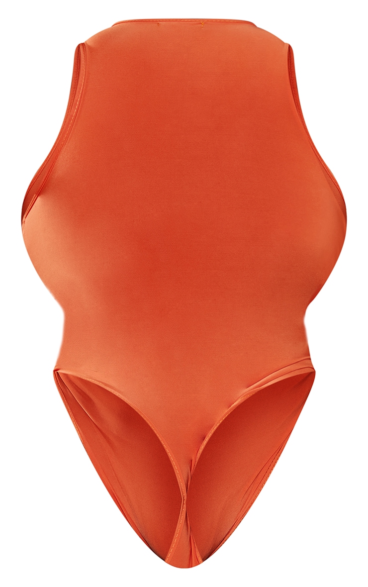 Plus Orange Racer Neck Slinky Bodysuit image 6