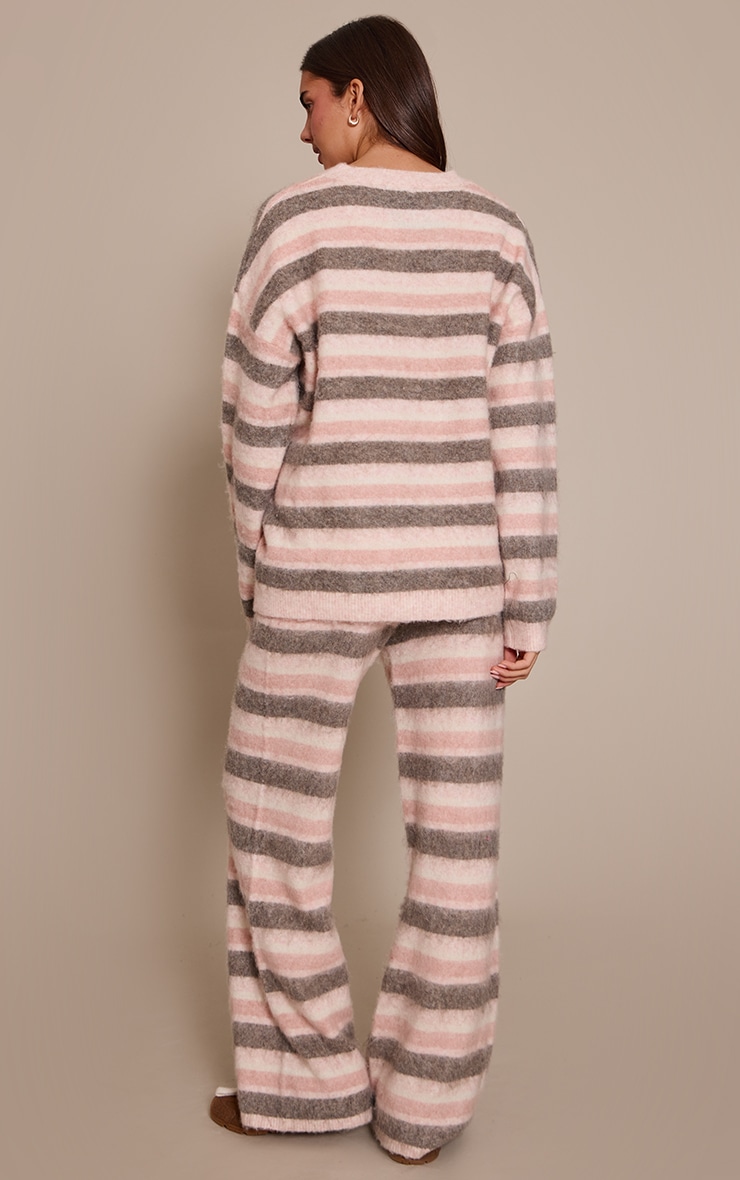 Pink Brushed Aurora Striped Wide Leg Trousers  image 3