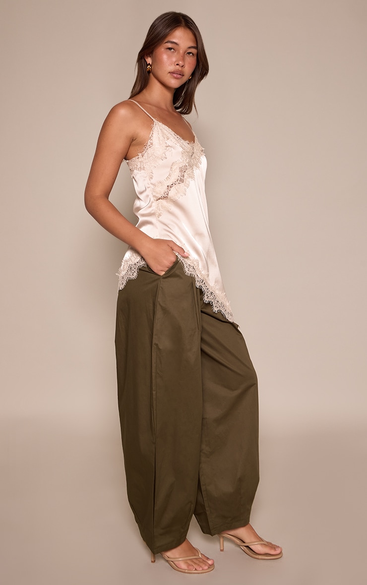 Khaki Elasticated Waist Parachute Pants image 2