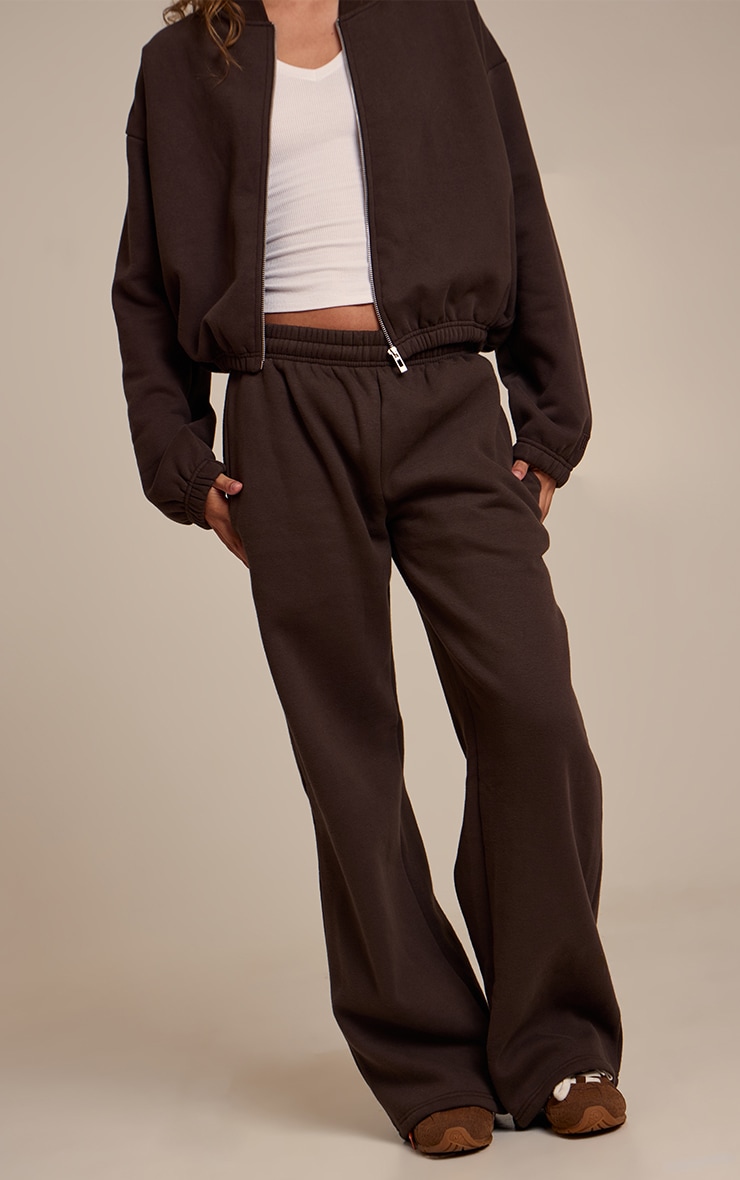 Jogging droit en coton polaire espresso image 2