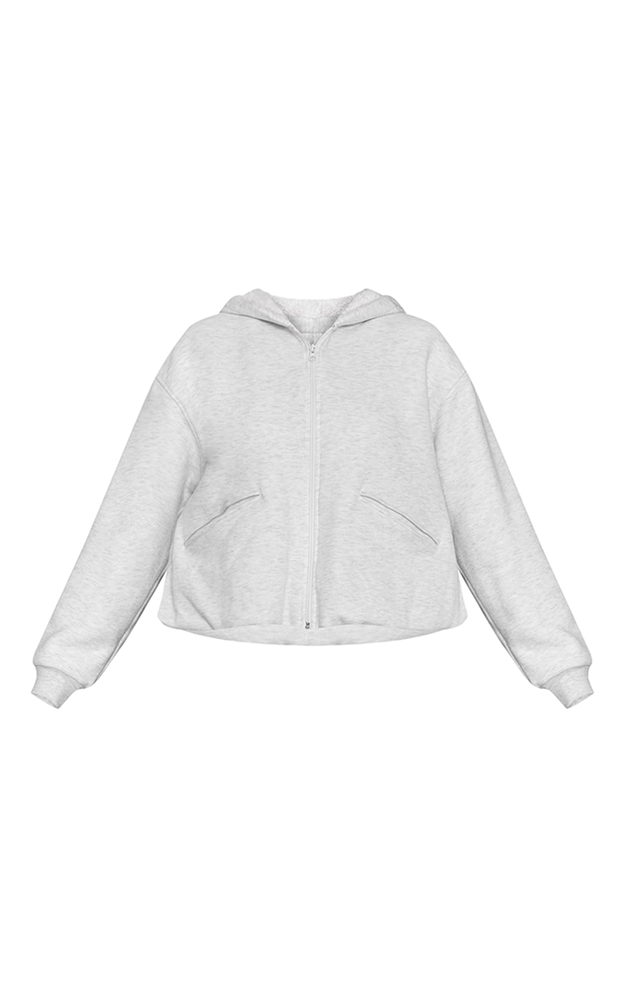 Ash Grey Fleece Lined Zip Up Hoodie image 5