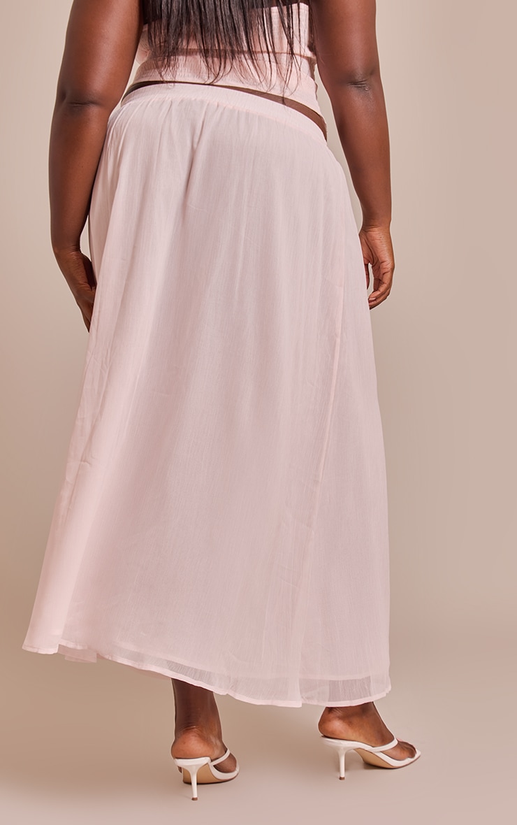 Plus Pink Chiffon Maxi Floaty Skirt image 3