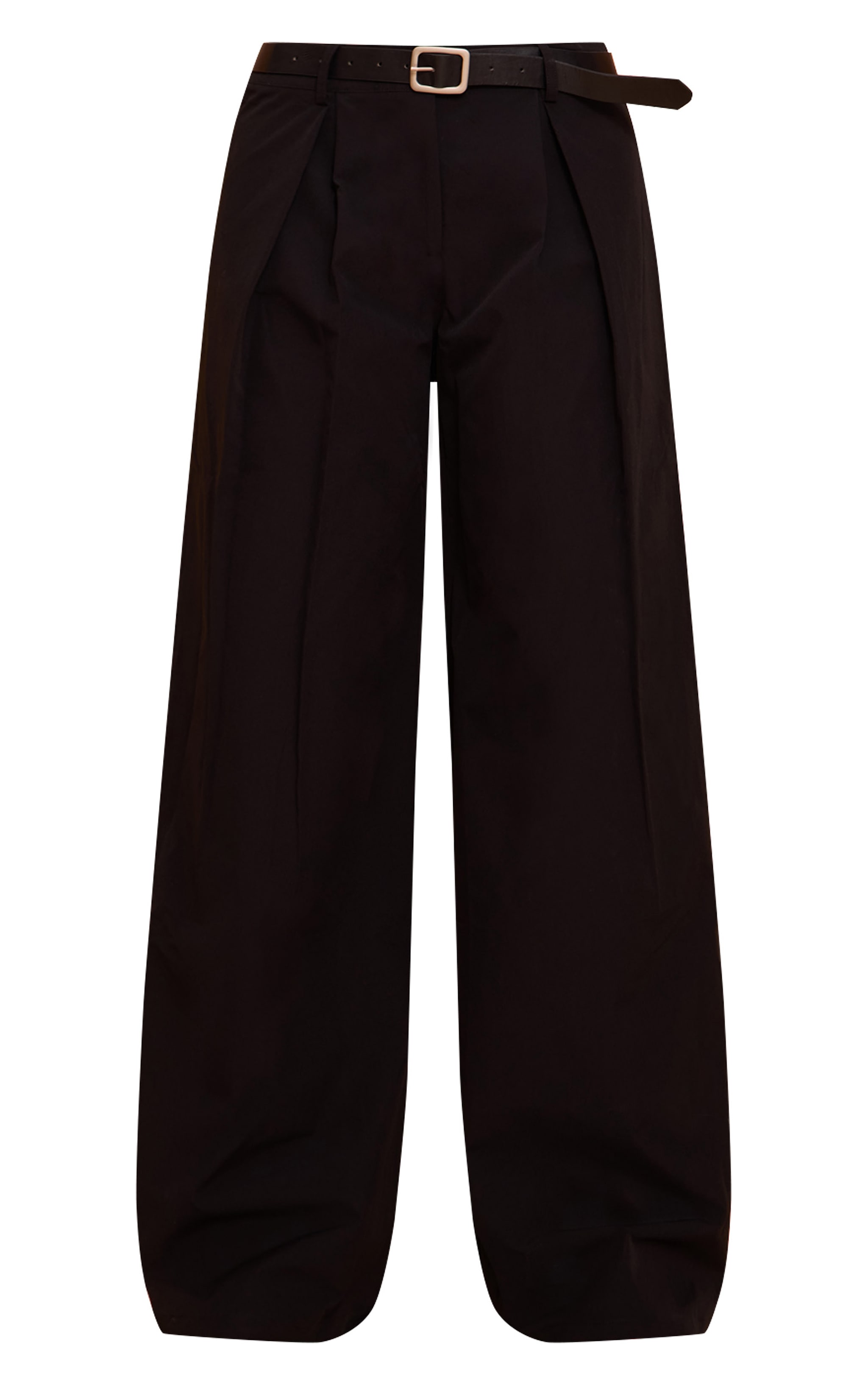 Black Belted Extreme Wide Leg Lightweight Cotton Pants image 5