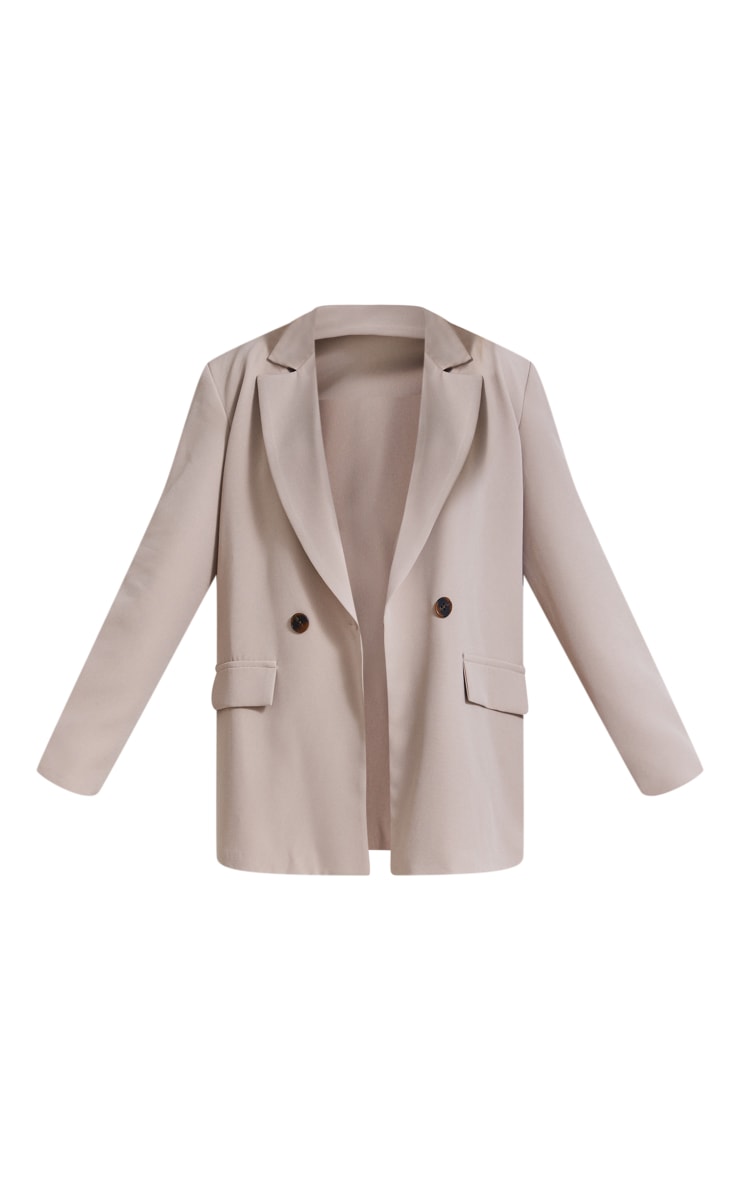 Stone Double Breasted Flap Pocket Oversized Blazer PrettyLittleThing AUS