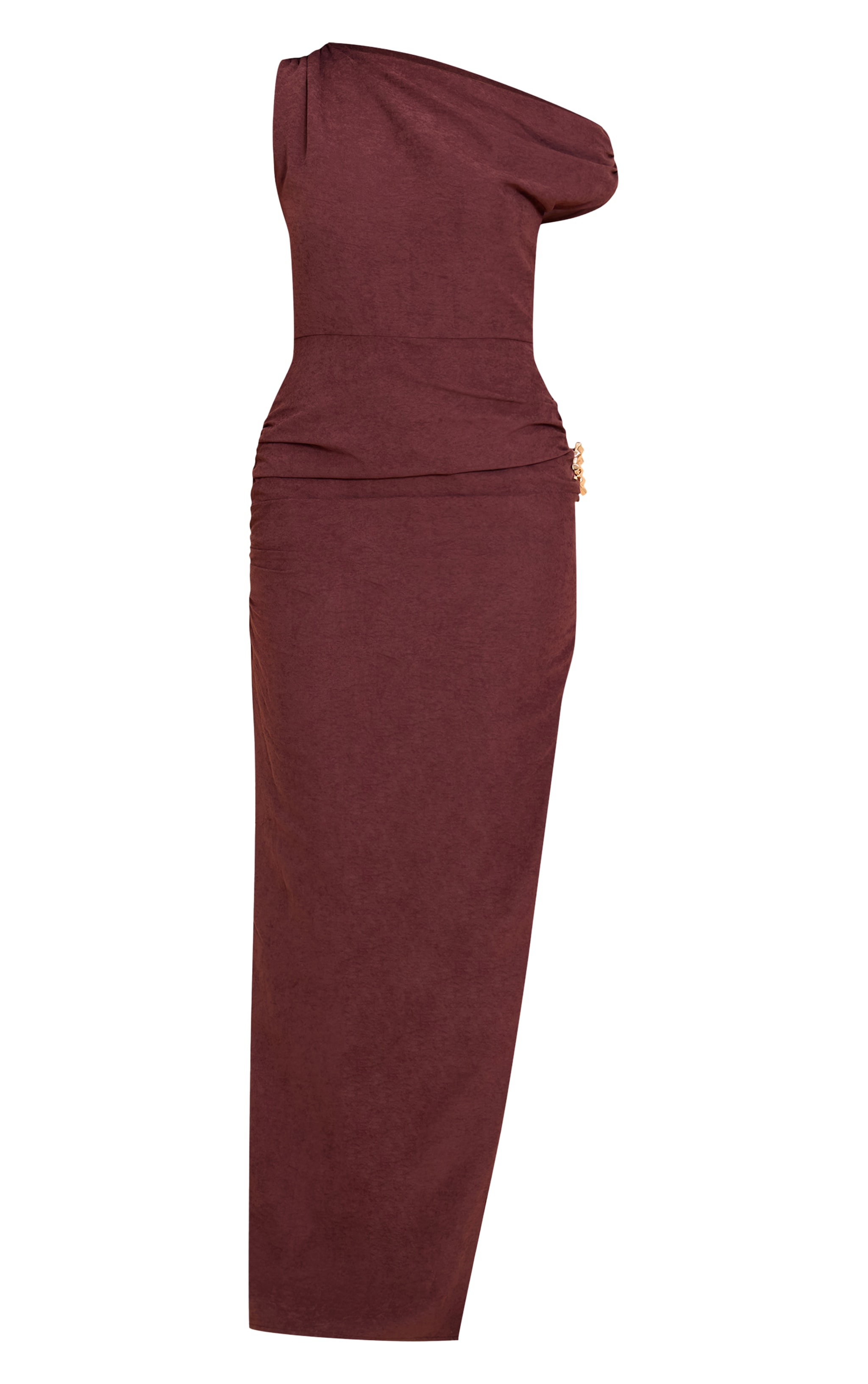 Chocolate Textured Asymmetric Bodycon Midaxi Dress image 5