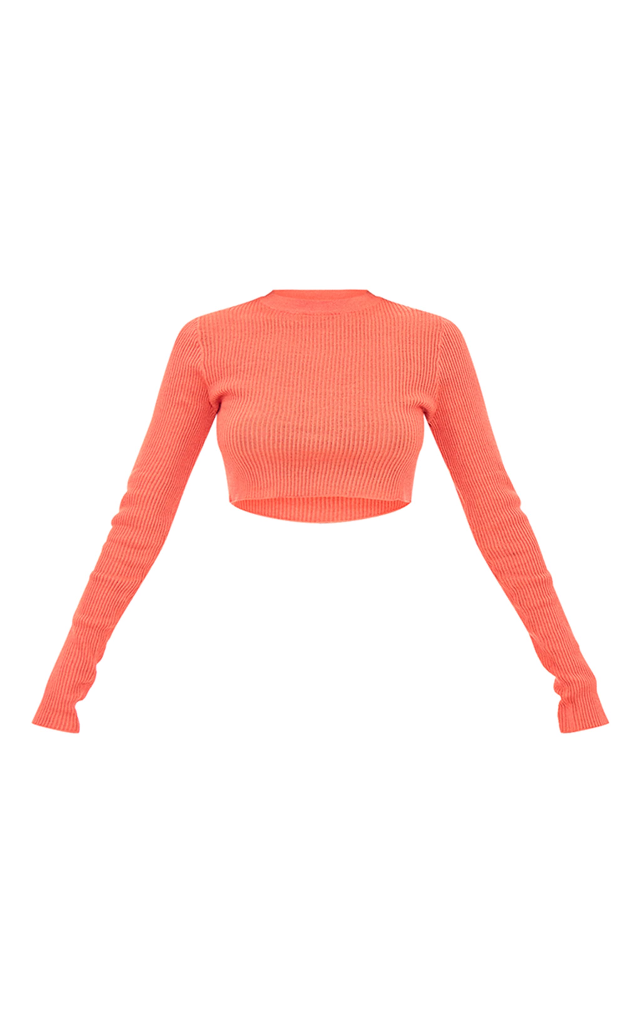 Rust Contrast Stitch Knitted Long Sleeve Top image 1