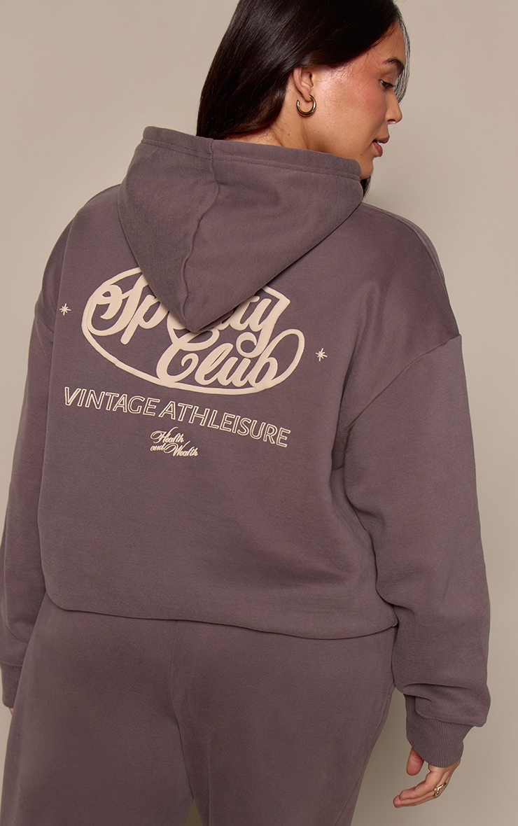 Plus Charcoal Grey Logo Oversized Hoodie