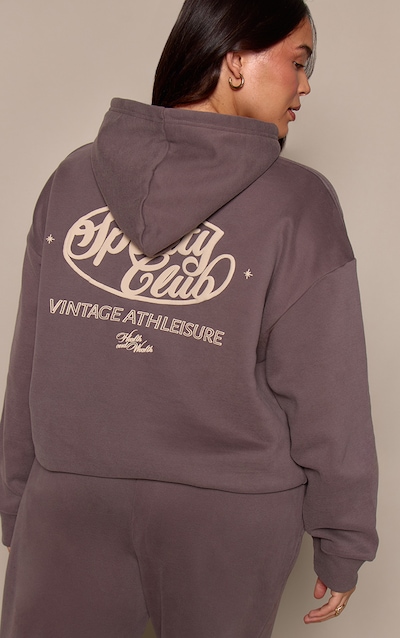 Plus Charcoal Grey Logo Oversized Hoodie