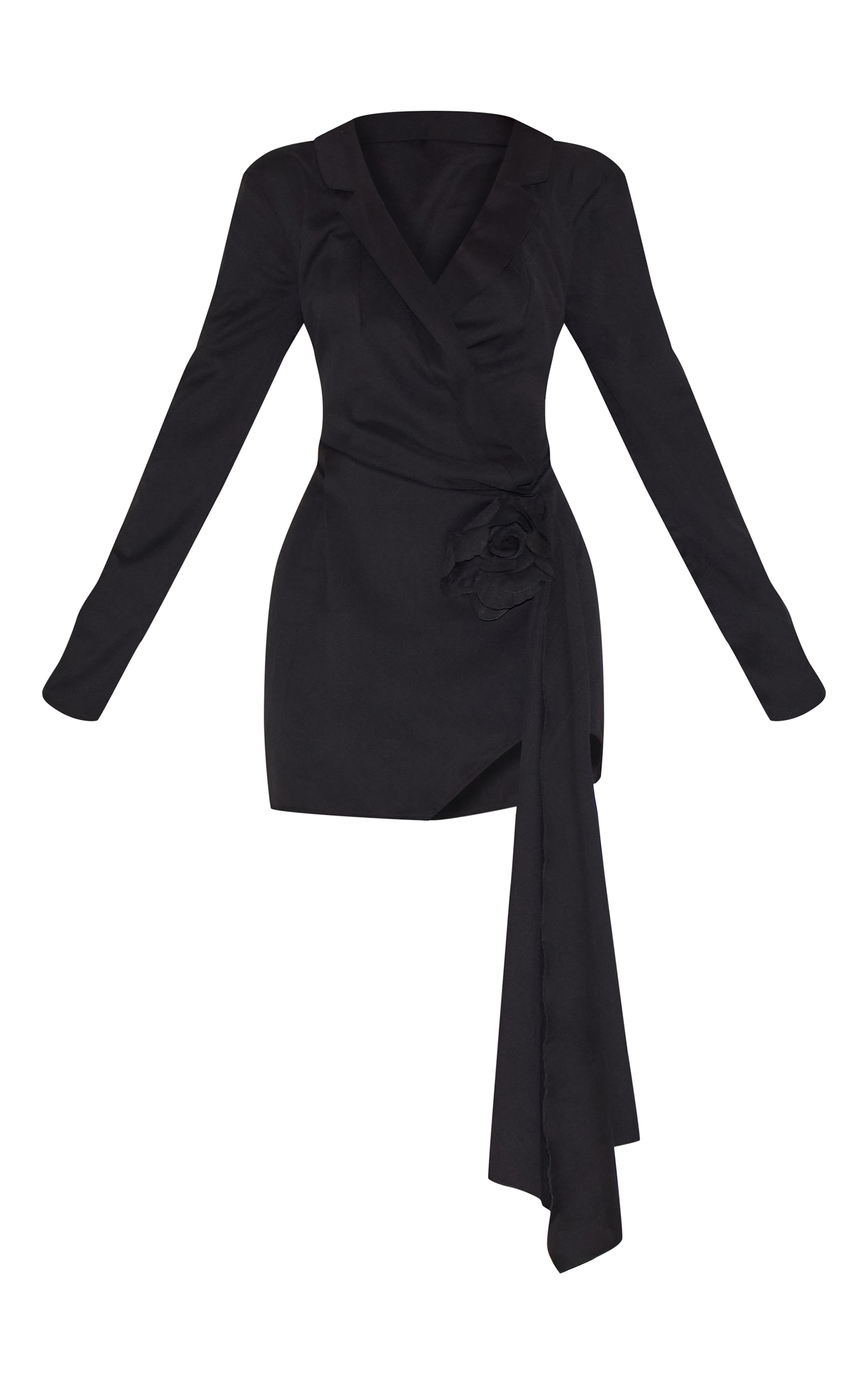 Black Floral Corsage Detail Blazer Dress image 5