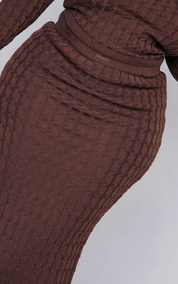 Plus Chocolate Cable Knit Midi Skirt image 4