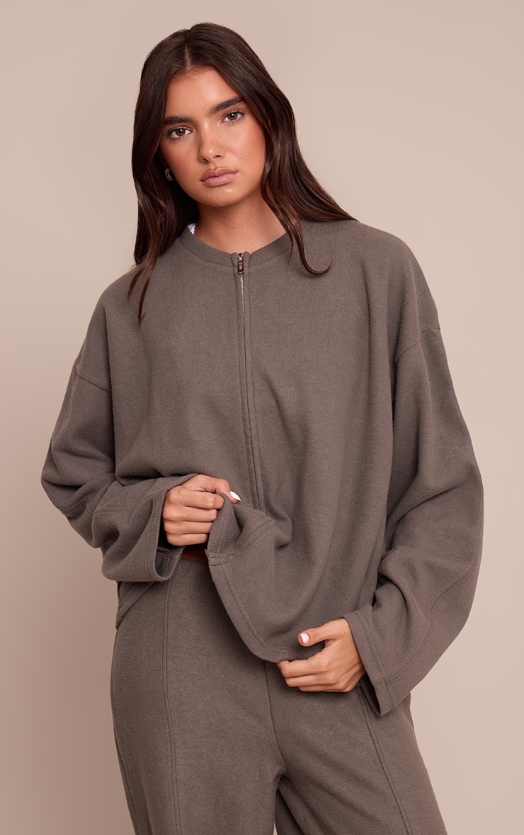 Charcoal Soft Touch Zip Through Sweatshirt image 1