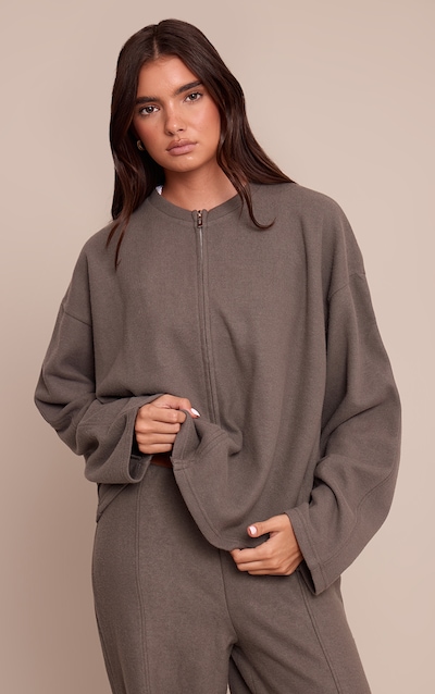 Sweat zippé gris anthracite toucher doux