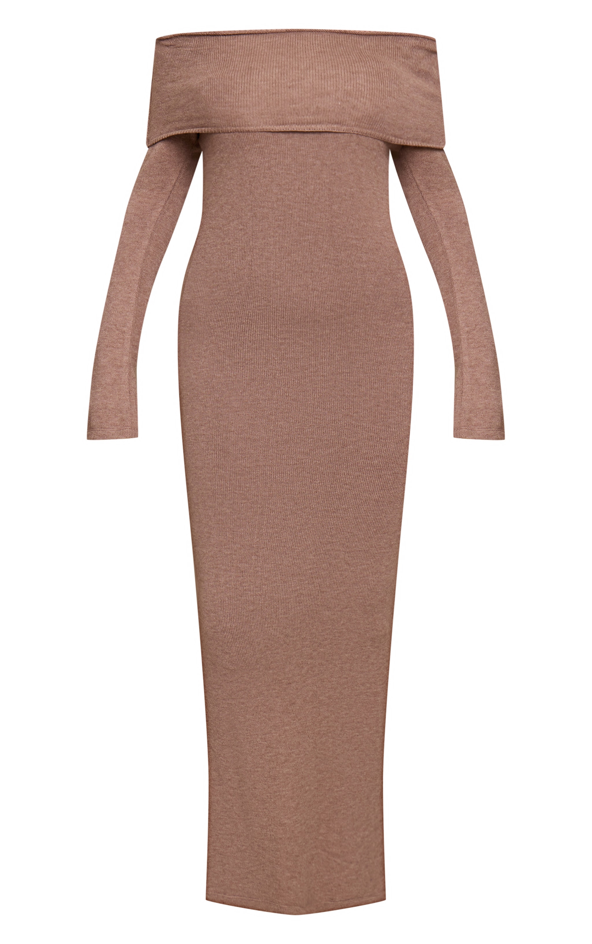 Shape Mocha Knit Bardot Long Sleeve Maxi Dress image 5