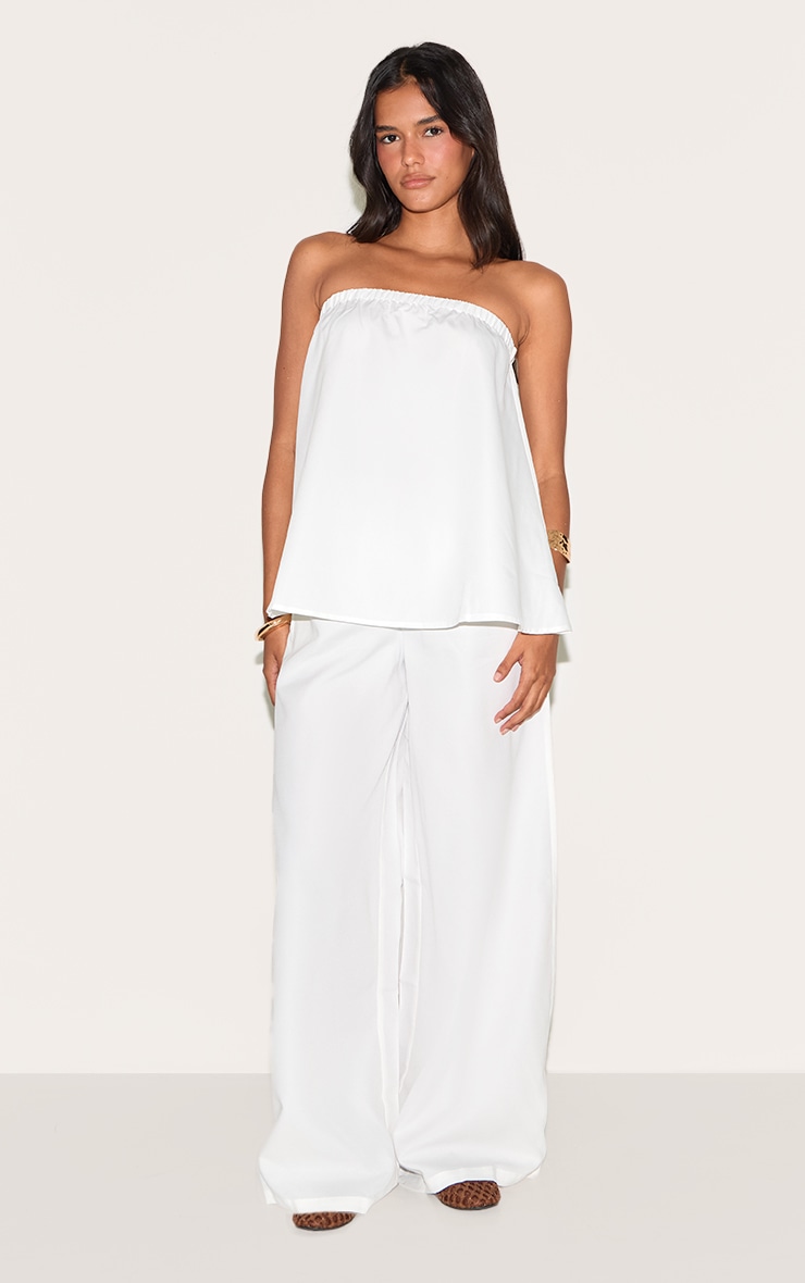 Top bustier long fluide tissé blanc image 3