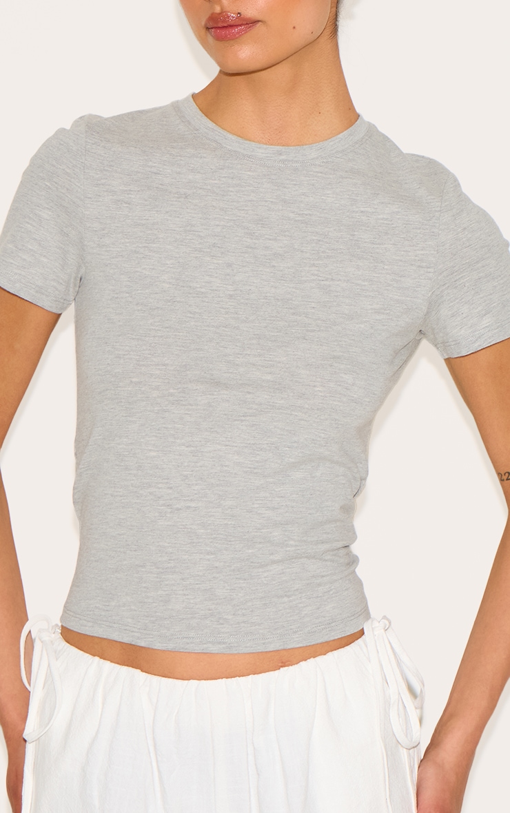 Tall Ash Grey Soft Cotton Crew Neck Short Sleeve Top image 4
