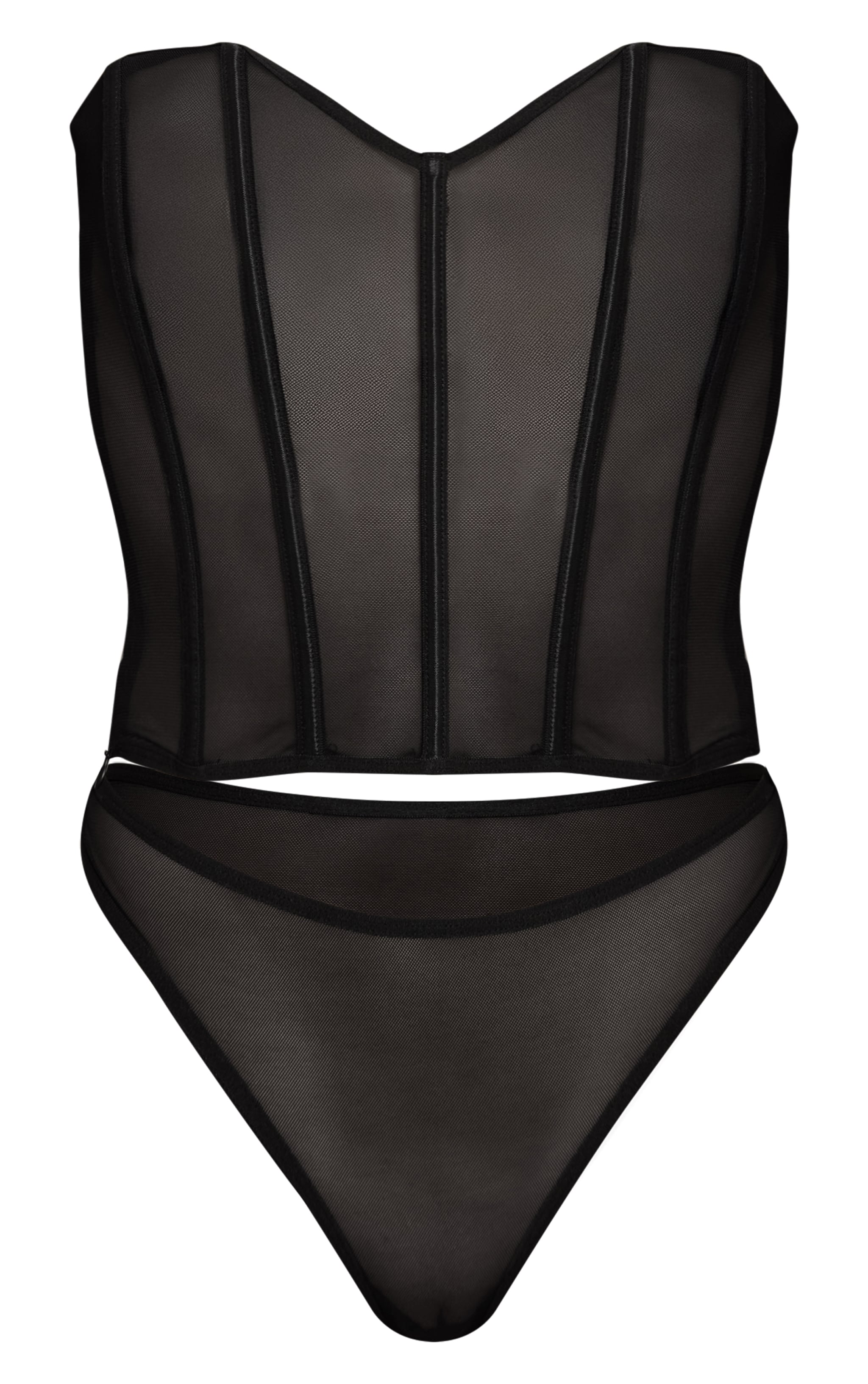Black Mesh Corset and Panties Set image 5