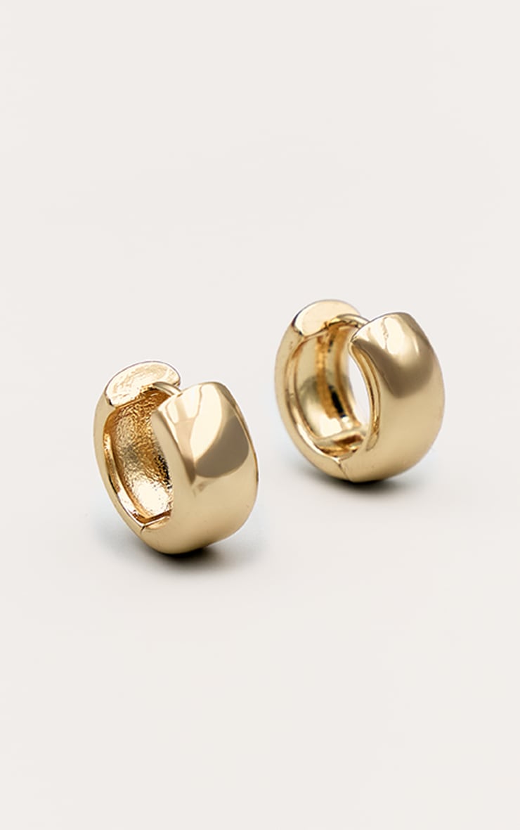 Gold Huggie Hoop Earrings image 1