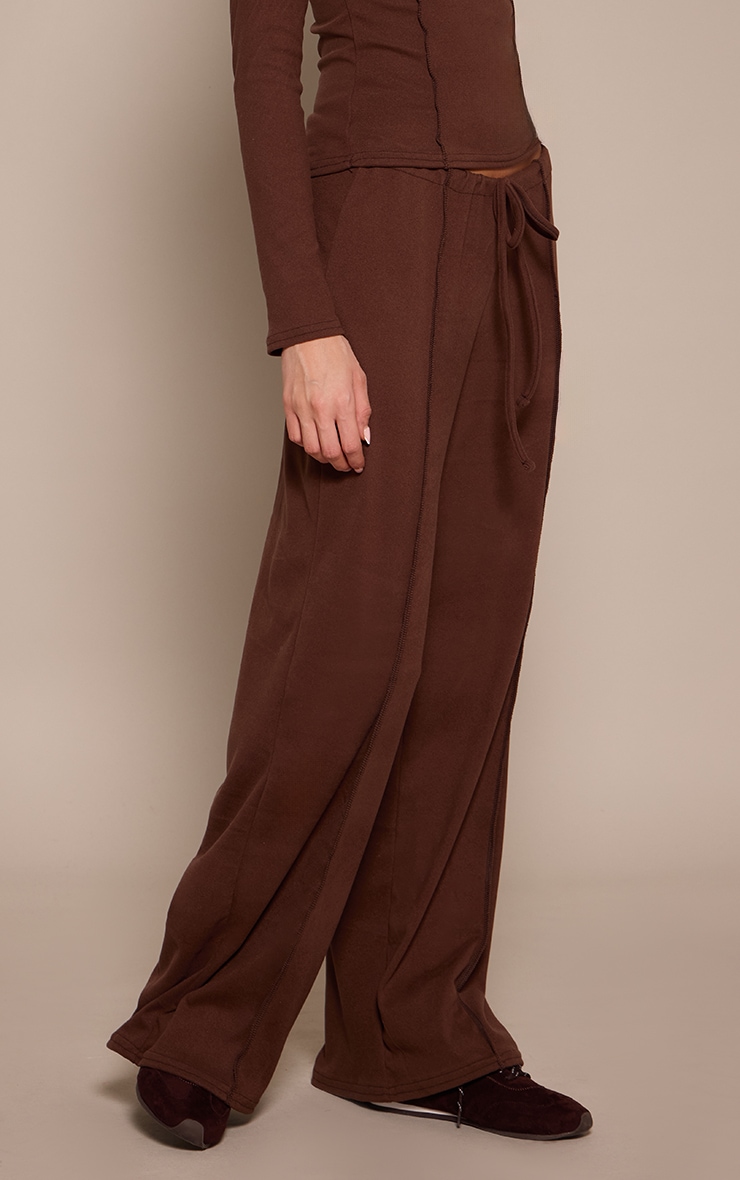 Dark Brown Seam Detail Wide Leg Pants image 2