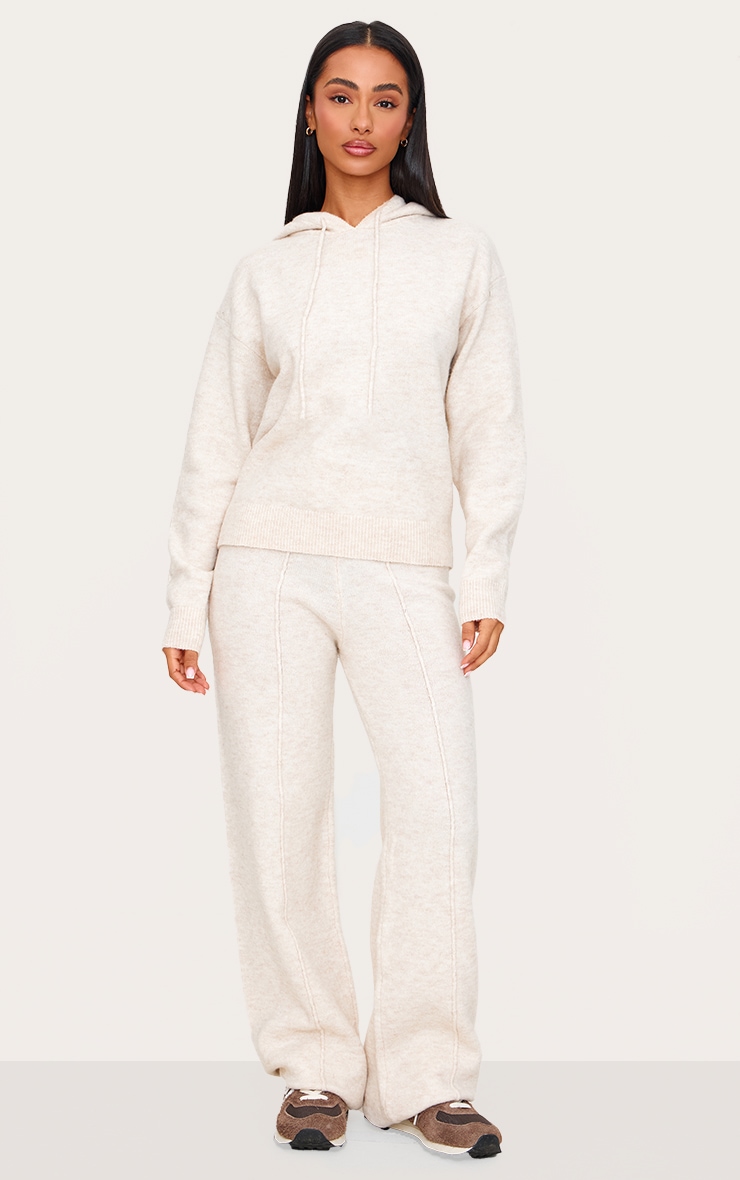 Petite Hoodie en maille tricot avoine image 3
