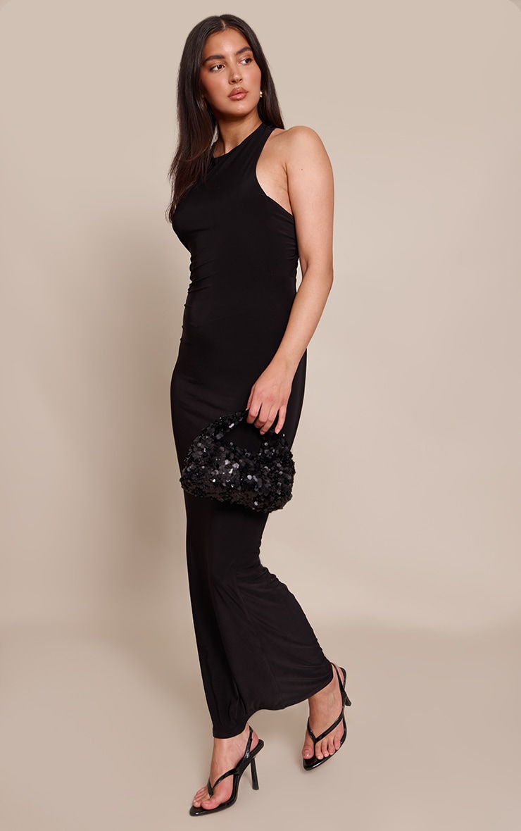 Black Twist Back Bodycon Maxi Dress image 3