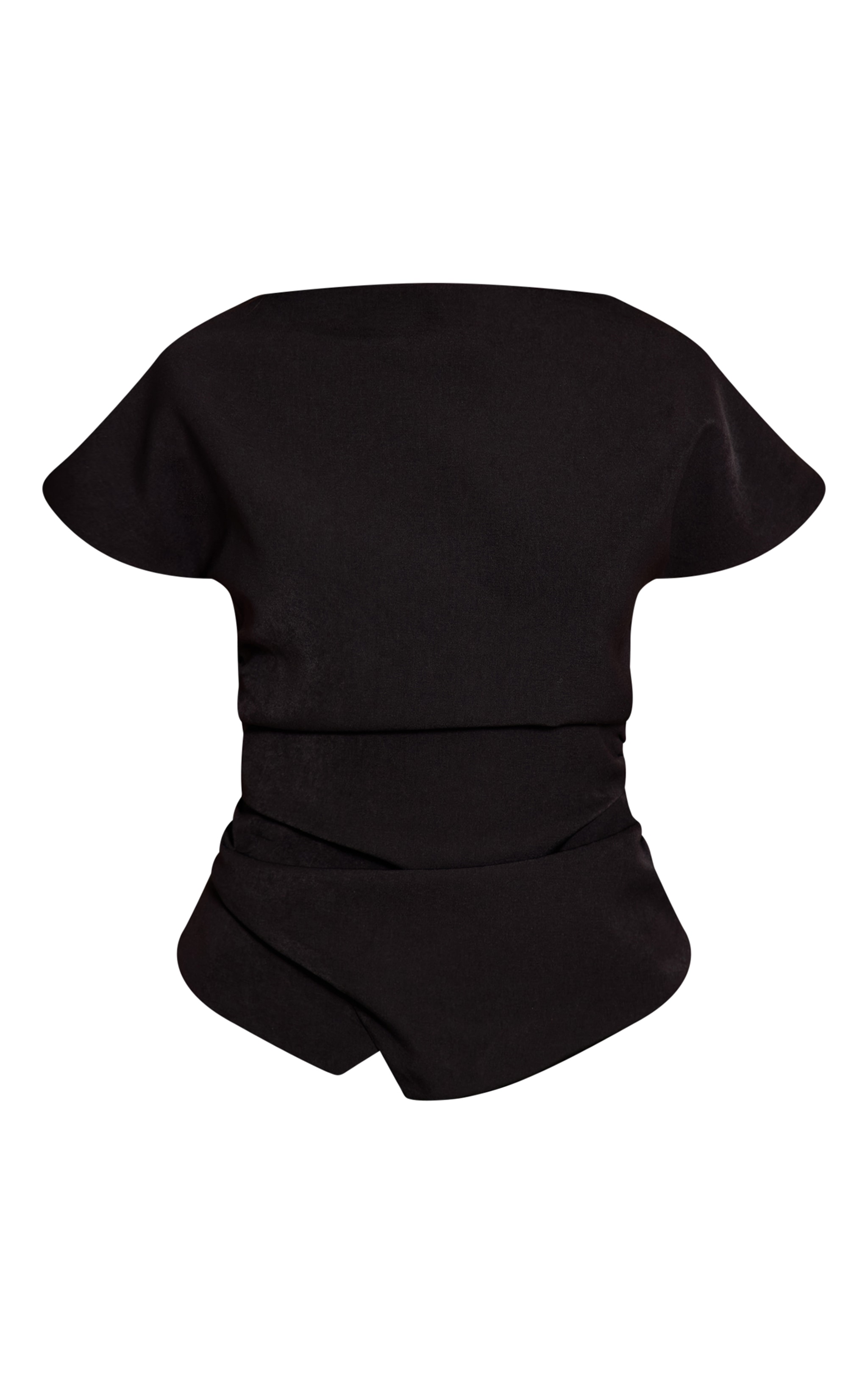 Top tissé noir froncé à taille cintrée image 5