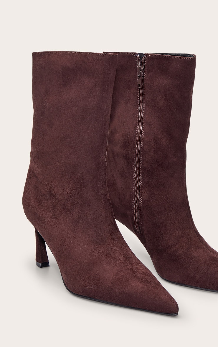 Chocolate Suede Kick Heel Ankle Boot image 5