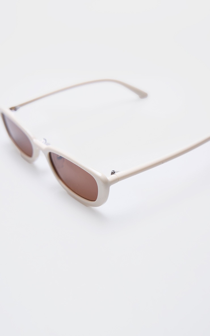 Cream Slim Retro Cat Eye Sunglasses image 3