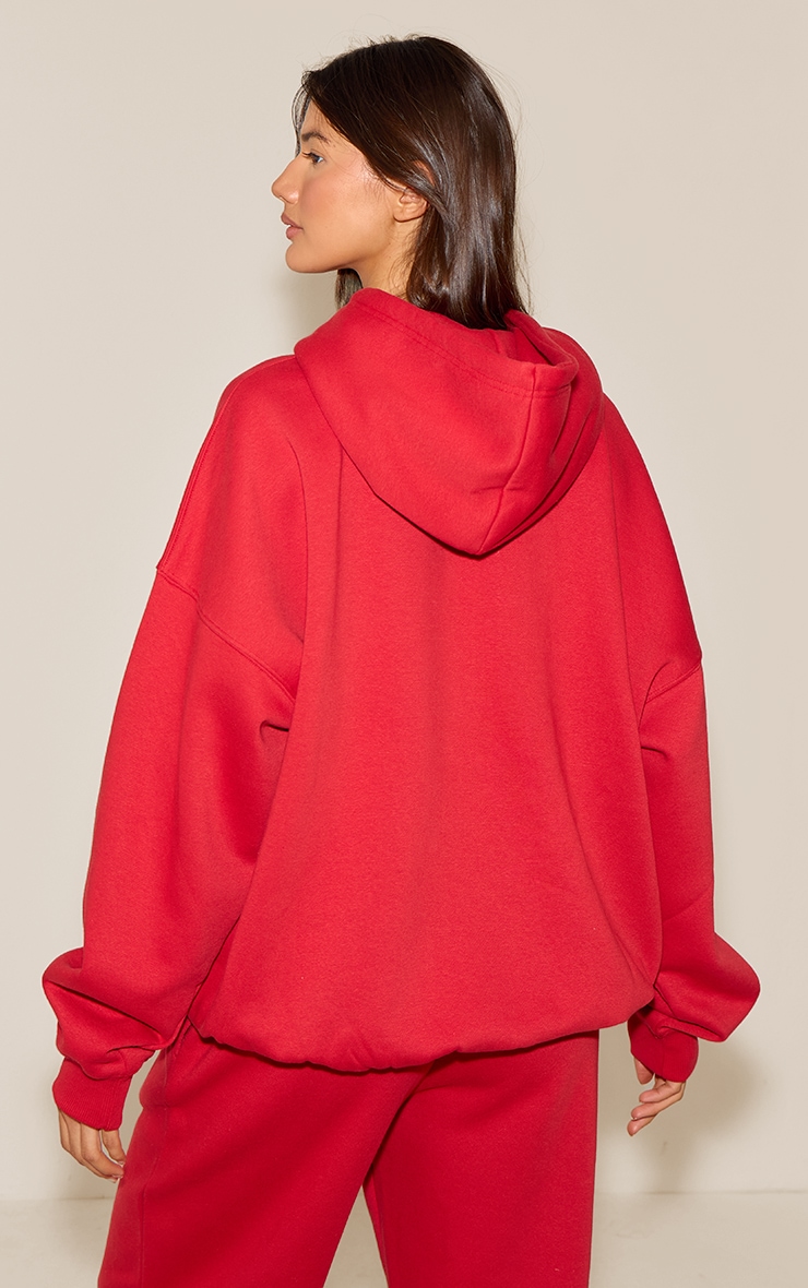 Sweat à capuche oversize rouge vif image 2