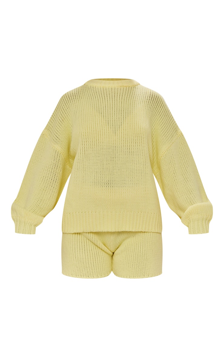 Lemon Chunky Knit Jumper & Shorts Set PrettyLittleThing