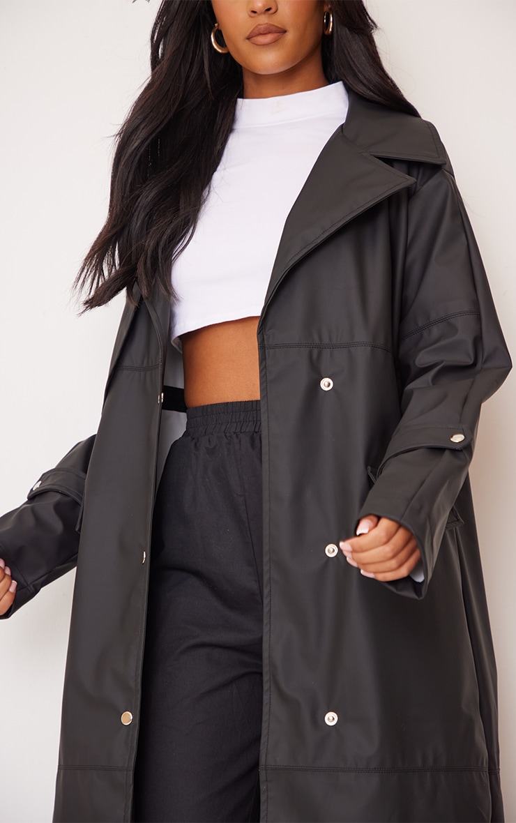 Tall Black Tailored Rain Coat image 4