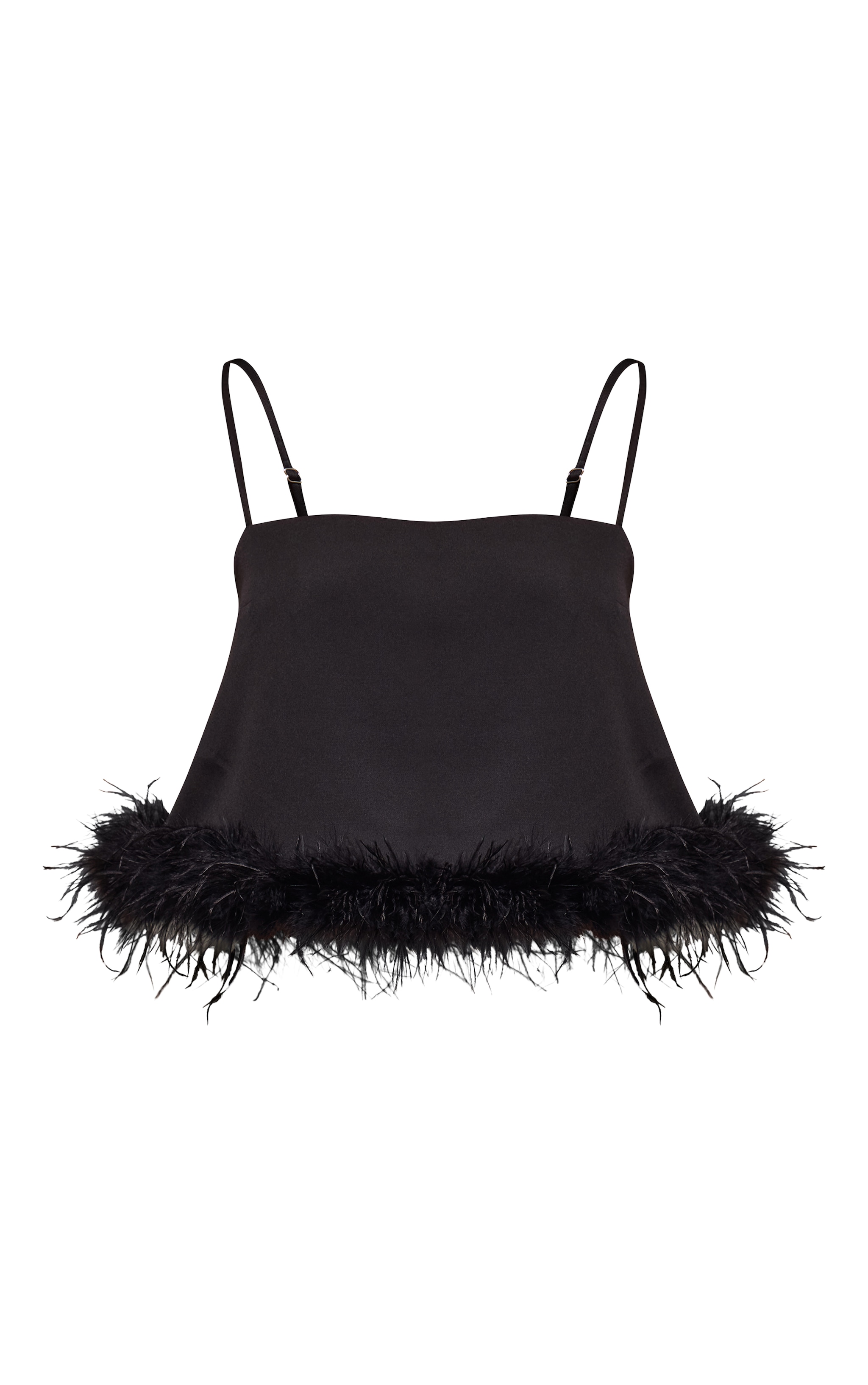 Black Woven A-line Feather Cami  image 5