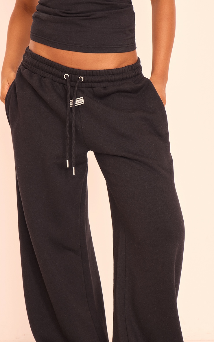 PRETTYLITTLETHING Black Tab  Wide Leg Track Pants image 4